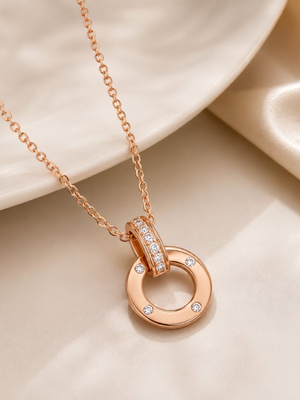 14K Pink Rose Gold Womens 1ct Diamond Pendant Necklace Ladies 14K Silver Jewelry